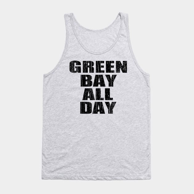 Green Bay All Day // Black Tank Top by Throbpeg